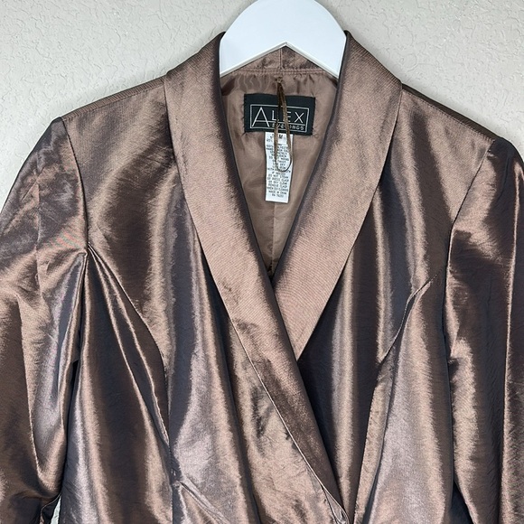 NWT Alex Evenings 3/4 Sleeve Side Closure Blouse Jacket with Collar Size M - Picture 2 of 16